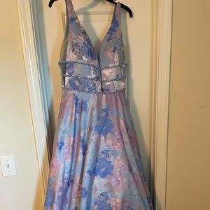 Camille Blue Floral Ball Gown
